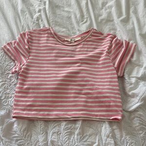 pink and white crop top